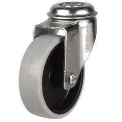 100mm Stainless Steel Non-Marking Anti-Static Rubber Bolt Hole Castor [75kg max load]