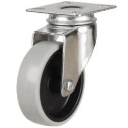 100mm Stainless Steel Non-Marking Anti-Static Rubber Swivel Castor [75kg max load]