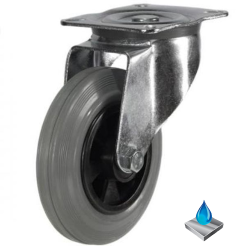 100mm Stainless Steel Non-Marking Rubber Swivel Castor [80kg max load]