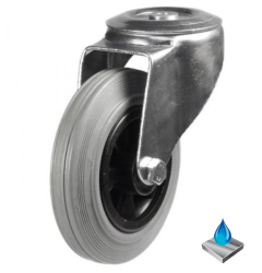 100mm Stainless Steel Non-Marking Rubber Swivel Castor [80kg max load]