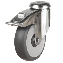 Light Duty 125mm Synthetic Non-Marking Rubber Swivel Braked Castor - 90kg Load