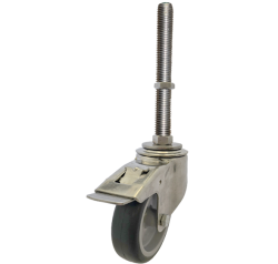 125mm Stainless Steel Adjustable Height Non-Marking Rubber Braked Castor | 100kg