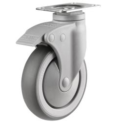 Light Duty 150mm Synthetic Non-Marking Rubber Swivel Braked Castor - 110kg Load