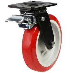 150mm Polyurethane Swivel Braked Castor [430kg max load]