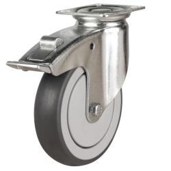 150mm Non-Marking Rubber Swivel Braked Castor [130kg max load]