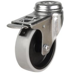 Light Duty 75mm Non-Marking Anti-Static Rubber Swivel Braked Castor - 50kg Load