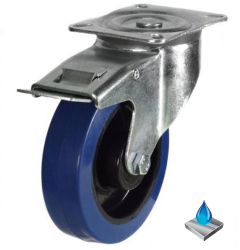 80mm Stainless Steel Non-Marking Rubber Swivel Braked Castor [150kg max load]