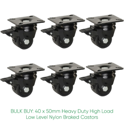 BULK BUY / 50mm Low Level Nylon Braked Castor | 300kg
