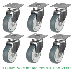 BULK BUY / 50mm Non-Marking Rubber Castor | 40kg