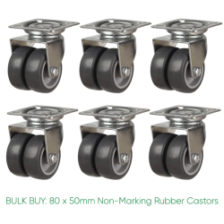 BULK BUY / 50mm Non-Marking Rubber Castor | 60kg