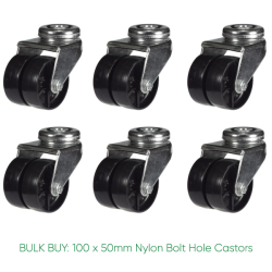 BULK BUY / 50mm Nylon Bolt Hole Castor | 60kg