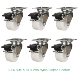 BULK BUY / 50mm Nylon Braked Castor | 80kg