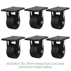BULK BUY / 75mm Low Level Nylon Fixed Castor | 400kg