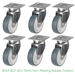 BULK BUY / 75mm Non-Marking Rubber Castor | 50kg