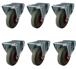 BULK BUY x 20 / 125mm Grey Rubber Fixed Castor | 100kg