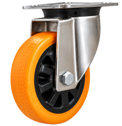 Heavy Duty Stainless Steel 150mm Polyurethane on Nylon Swivel Castor - 500kg Load