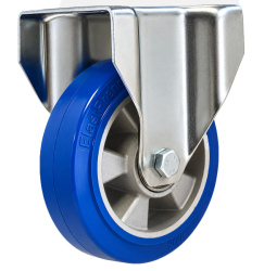 Heavy Duty Stainless Steel 160mm Elastic Polyurethane on Aluminium Fixed Castor - 600kg Load