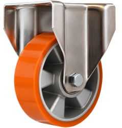 Heavy Duty Stainless Steel 160mm Polyurethane on Aluminium Fixed Castor - 600kg Load