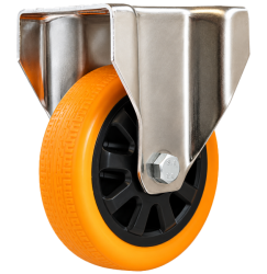 Heavy Duty Stainless Steel 200mm Polyurethane on Nylon Fixed Castor - 600kg Load