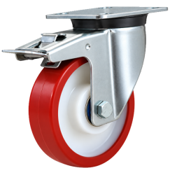 Heavy Duty Stainless Steel 200mm Polyurethane on Nylon Swivel Braked Castor - 750kg Load