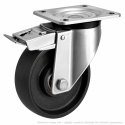 Heavy Duty Stainless Steel 150mm Cast Iron Swivel Braked Castor - 800kg Load