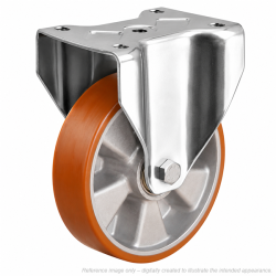 Heavy Duty Stainless Steel 160mm Polyurethane on Aluminium Fixed Castor - 600kg Load