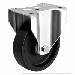 Heavy Duty Stainless Steel 200mm Cast Iron Fixed Castor - 800kg Load