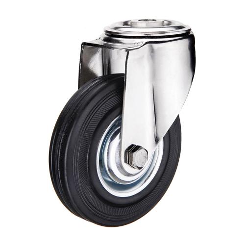 100mm Rubber Bolt Hole Swivel Castor [60kg max load]