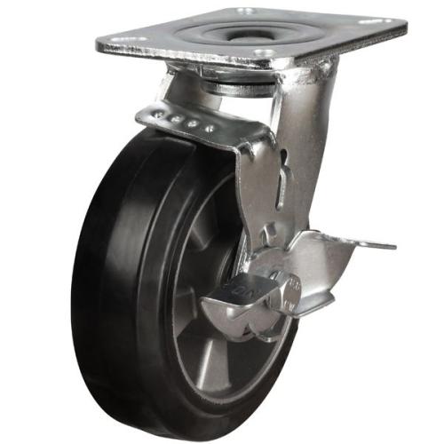 100mm Elastic Rubber Swivel Braked Castor [220kg max load]