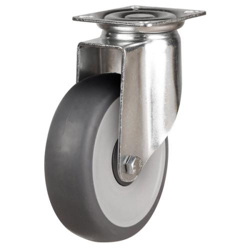 Light Duty 100mm Synthetic Non-Marking Rubber Swivel Castor - 70kg Load