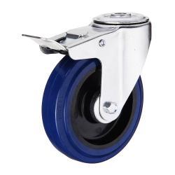Light Duty 100mm Non-Marking Rubber Swivel Braked Castor - 100kg Load