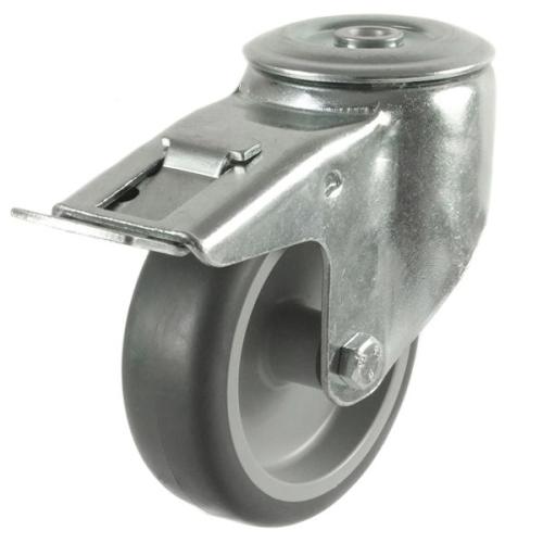 100mm Non-Marking Rubber Swivel Braked Castor [80kg max load]