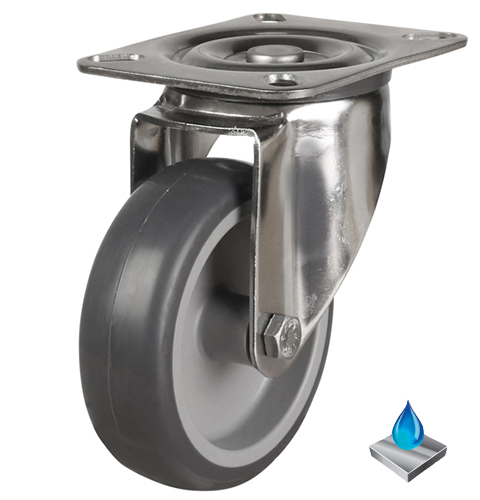 100mm Non-Marking Rubber Swivel Castor [80kg max load]