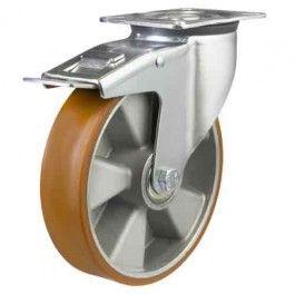 100mm Polyurethane Swivel Braked Castor [250kg max load]