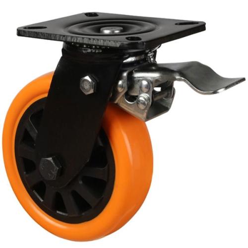 100mm Polyurethane Swivel Braked Castor [300kg max load]
