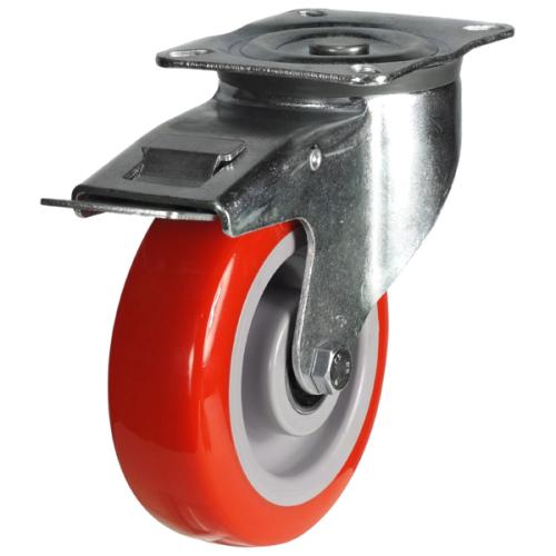 100mm Polyurethane Swivel Braked Castor [220kg max load]