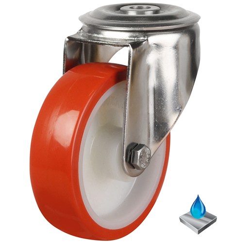 100mm Stainless Steel Polyurethane Swivel Castor [150kg max load]