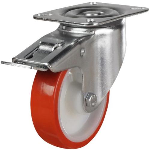 100mm Polyurethane Swivel Braked Castor [150kg max load]