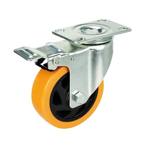 125mm Polyurethane on Nylon Swivel Braked Castor [100kg max load]