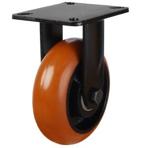 125mm Polyurethane on Cast Iron Fixed Castor [500kg max load]