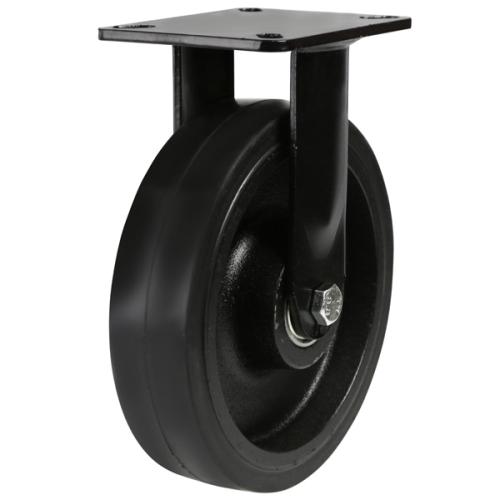 125mm Elastic Rubber on Cast Iron Fixed Castor [275kg max load]
