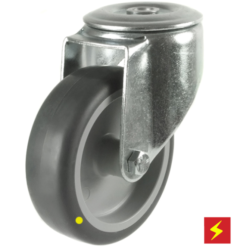 125mm Non-Marking Anti-Static Rubber Swivel Castor [100kg max load]