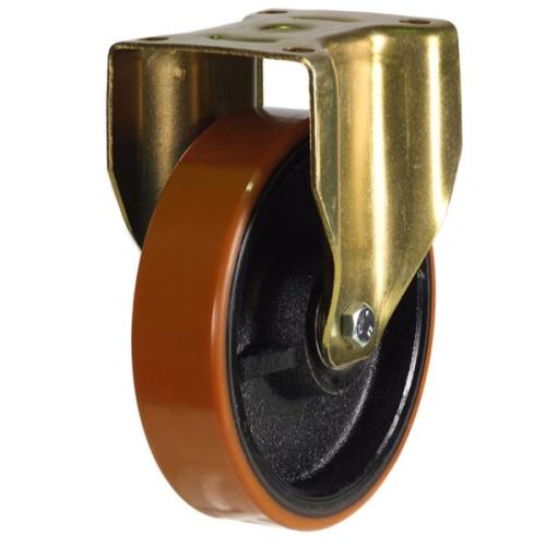 125mm Polyurethane on Cast Iron Fixed Castor [550kg max load]