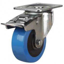 125mm Elastic Polyurethane Swivel Braked Castor [280kg max load]