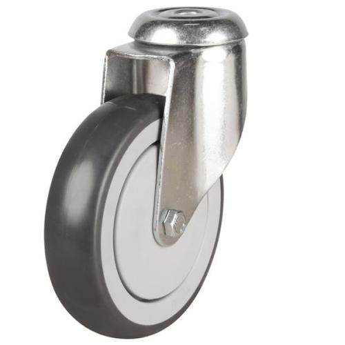 125mm Non-Marking Rubber Swivel Bolt Hole Castor [110kg max load]