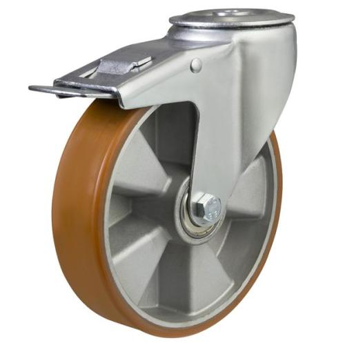 150mm Polyurethane Swivel Braked Castor [350kg max load]