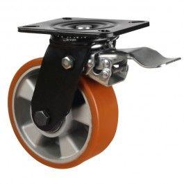 150mm Polyurethane Swivel Braked Castor [500kg max load]