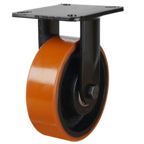 150mm Polyurethane on Cast Iron Fixed Castor [500kg max load]