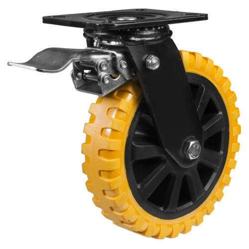 150mm Polyurethane Swivel Braked Castor [430kg max load]