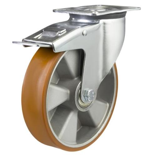 150mm Polyurethane Swivel Braked Castor [350kg max load]